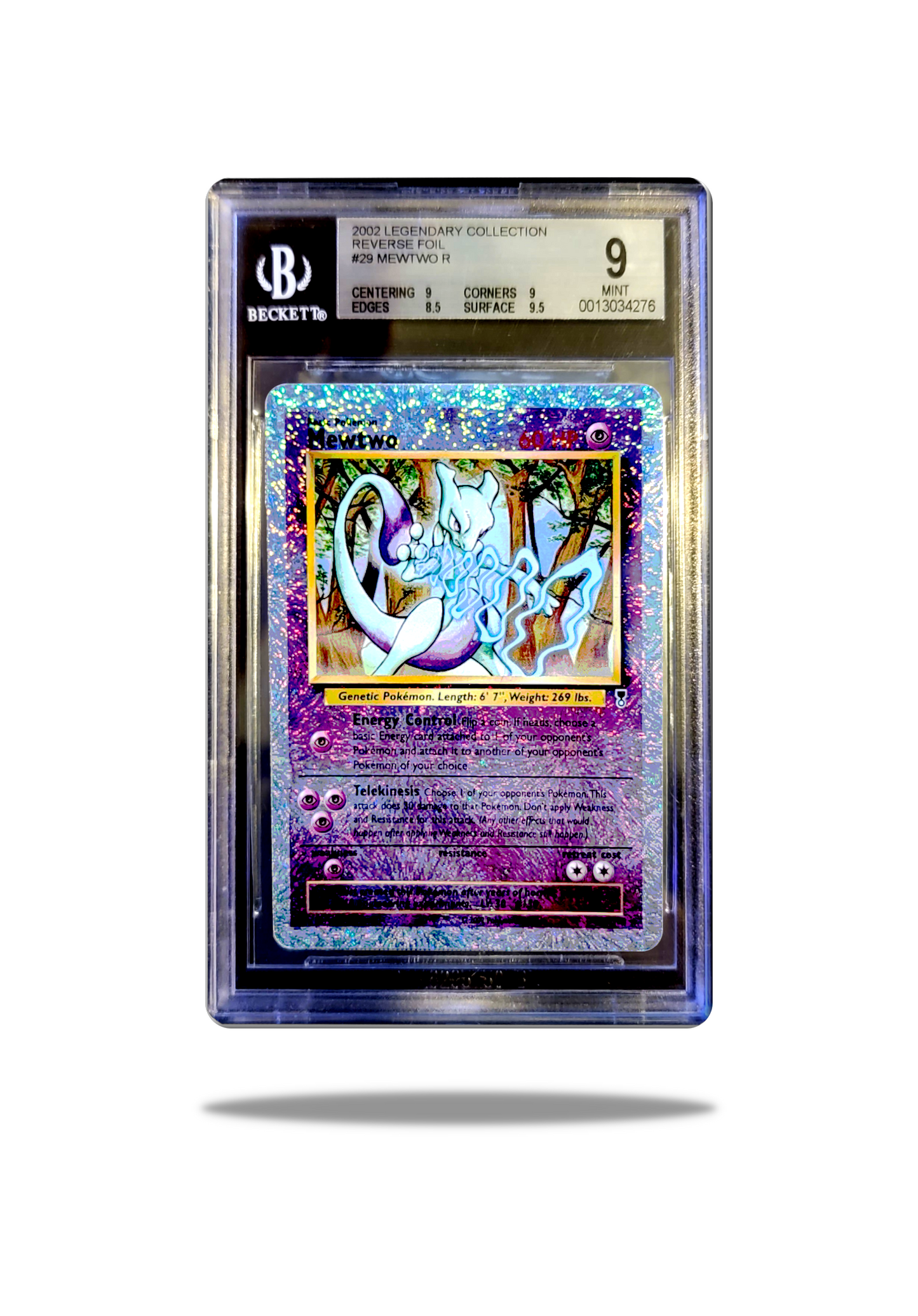 Front of 2002 Legendary Collection Mewtwo BGS 9 Pokémon Card: Unleash the Psychic Power!